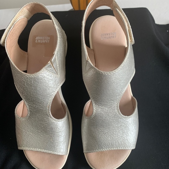 Johnson & Murphy Platform Silver Metallic Suede Lightweight Size 9M - Picture 3 of 5